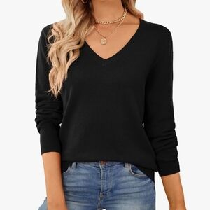 Elegant Black V-Neck Sweater